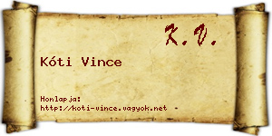 Kóti Vince névjegykártya
